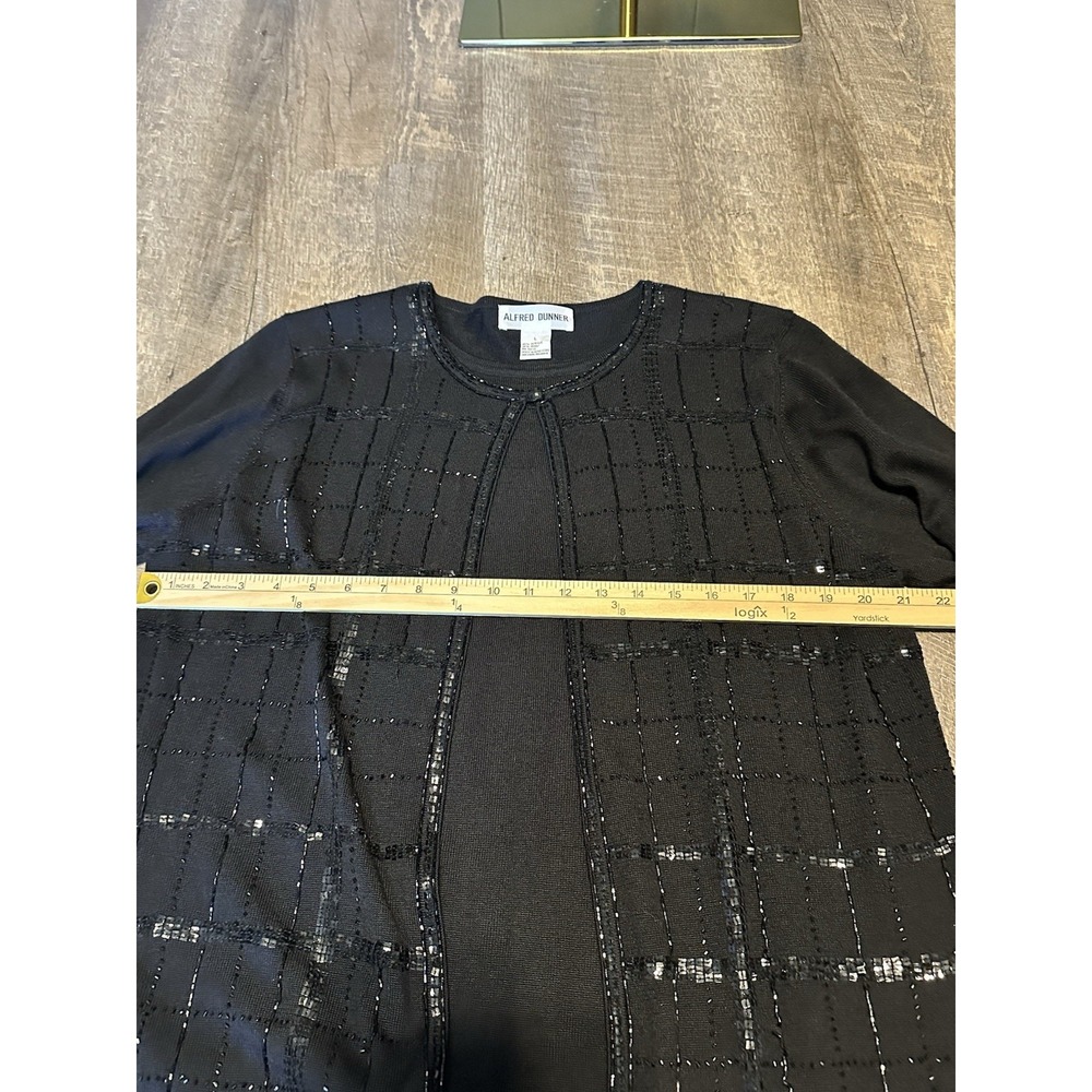 Alfred Dunner Women's Large Sweater Top Embellished Beaded‎ Pullover Black Wool - Picture 6 of 11